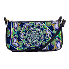 Power Spiral Polygon Blue Green White Shoulder Clutch Bags by EDDArt