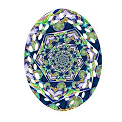 Power Spiral Polygon Blue Green White Ornament (oval Filigree)  by EDDArt