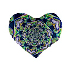 Power Spiral Polygon Blue Green White Standard 16  Premium Heart Shape Cushions by EDDArt