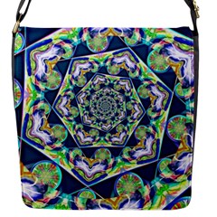 Power Spiral Polygon Blue Green White Flap Messenger Bag (s) by EDDArt