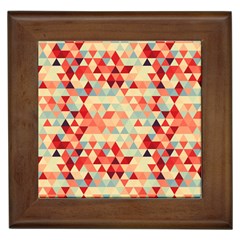 Modern Hipster Triangle Pattern Red Blue Beige Framed Tiles by EDDArt