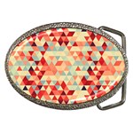 Modern Hipster Triangle Pattern Red Blue Beige Belt Buckles Front