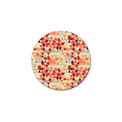 Modern Hipster Triangle Pattern Red Blue Beige Golf Ball Marker by EDDArt