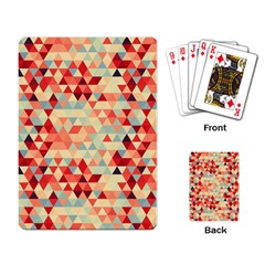 Modern Hipster Triangle Pattern Red Blue Beige Playing Card by EDDArt