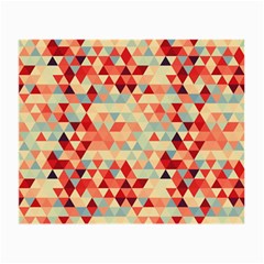 Modern Hipster Triangle Pattern Red Blue Beige Small Glasses Cloth (2-side) by EDDArt