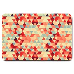 Modern Hipster Triangle Pattern Red Blue Beige Large Doormat 