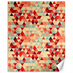 Modern Hipster Triangle Pattern Red Blue Beige Canvas 11  X 14   by EDDArt