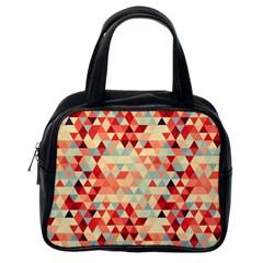 Modern Hipster Triangle Pattern Red Blue Beige Classic Handbags (one Side) by EDDArt