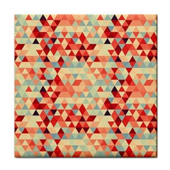 Modern Hipster Triangle Pattern Red Blue Beige Face Towel by EDDArt