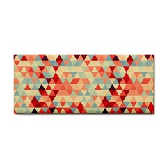 Modern Hipster Triangle Pattern Red Blue Beige Hand Towel by EDDArt