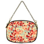 Modern Hipster Triangle Pattern Red Blue Beige Chain Purses (Two Sides)  Front