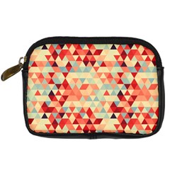 Modern Hipster Triangle Pattern Red Blue Beige Digital Camera Cases by EDDArt