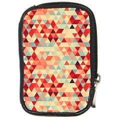 Modern Hipster Triangle Pattern Red Blue Beige Compact Camera Cases by EDDArt