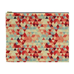 Modern Hipster Triangle Pattern Red Blue Beige Cosmetic Bag (xl) by EDDArt