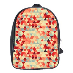 Modern Hipster Triangle Pattern Red Blue Beige School Bags(large)  by EDDArt