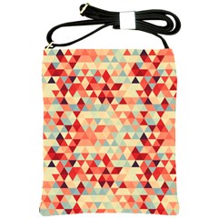 Modern Hipster Triangle Pattern Red Blue Beige Shoulder Sling Bags by EDDArt