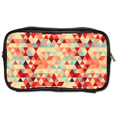 Modern Hipster Triangle Pattern Red Blue Beige Toiletries Bags 2-side by EDDArt