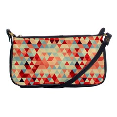 Modern Hipster Triangle Pattern Red Blue Beige Shoulder Clutch Bags by EDDArt