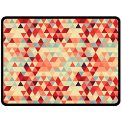 Modern Hipster Triangle Pattern Red Blue Beige Fleece Blanket (large)  by EDDArt