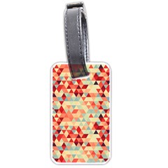 Modern Hipster Triangle Pattern Red Blue Beige Luggage Tags (one Side)  by EDDArt