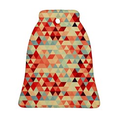 Modern Hipster Triangle Pattern Red Blue Beige Ornament (bell)  by EDDArt