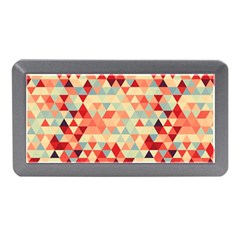 Modern Hipster Triangle Pattern Red Blue Beige Memory Card Reader (mini) by EDDArt