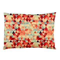 Modern Hipster Triangle Pattern Red Blue Beige Pillow Case (two Sides) by EDDArt