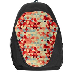 Modern Hipster Triangle Pattern Red Blue Beige Backpack Bag by EDDArt