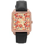 Modern Hipster Triangle Pattern Red Blue Beige Rose Gold Leather Watch  Front