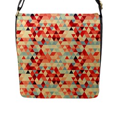 Modern Hipster Triangle Pattern Red Blue Beige Flap Messenger Bag (l)  by EDDArt