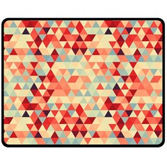 Modern Hipster Triangle Pattern Red Blue Beige Double Sided Fleece Blanket (medium)  by EDDArt