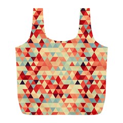 Modern Hipster Triangle Pattern Red Blue Beige Full Print Recycle Bags (l)  by EDDArt