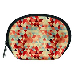 Modern Hipster Triangle Pattern Red Blue Beige Accessory Pouches (medium)  by EDDArt