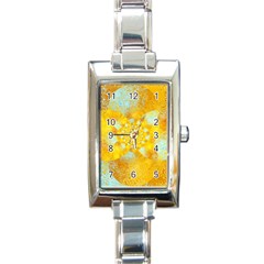 Gold Blue Abstract Blossom Rectangle Italian Charm Watch by designworld65