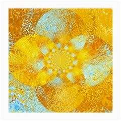 Gold Blue Abstract Blossom Medium Glasses Cloth by designworld65