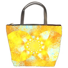 Gold Blue Abstract Blossom Bucket Bags by designworld65