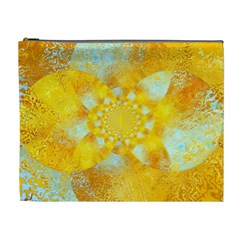 Gold Blue Abstract Blossom Cosmetic Bag (xl) by designworld65