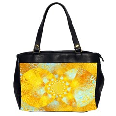 Gold Blue Abstract Blossom Office Handbags (2 Sides)  by designworld65