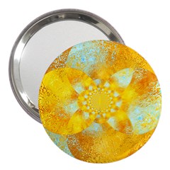 Gold Blue Abstract Blossom 3  Handbag Mirrors by designworld65