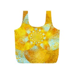 Gold Blue Abstract Blossom Full Print Recycle Bags (s)  by designworld65