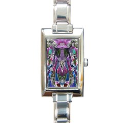 Sly Dog Modern Grunge Style Blue Pink Violet Rectangle Italian Charm Watch by EDDArt