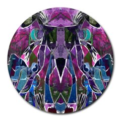 Sly Dog Modern Grunge Style Blue Pink Violet Round Mousepads by EDDArt