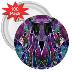 Sly Dog Modern Grunge Style Blue Pink Violet 3  Buttons (100 Pack)  by EDDArt