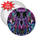 Sly Dog Modern Grunge Style Blue Pink Violet 3  Buttons (100 pack)  Front