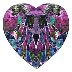 Sly Dog Modern Grunge Style Blue Pink Violet Jigsaw Puzzle (heart) by EDDArt