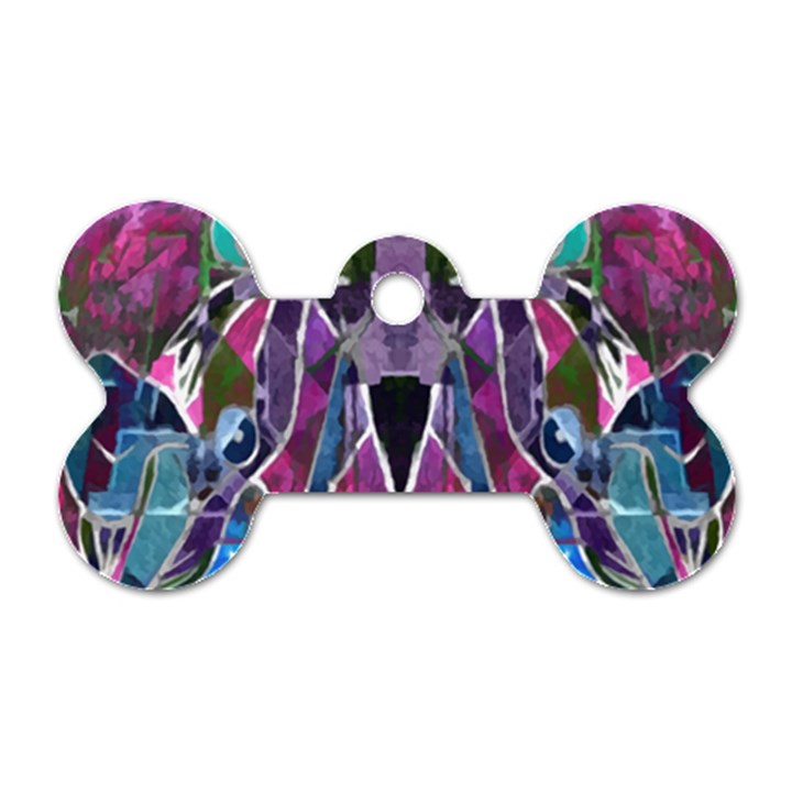 Sly Dog Modern Grunge Style Blue Pink Violet Dog Tag Bone (Two Sides)