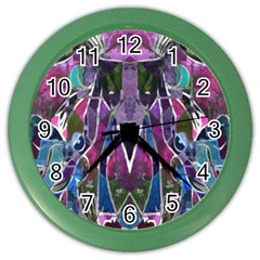 Sly Dog Modern Grunge Style Blue Pink Violet Color Wall Clocks by EDDArt