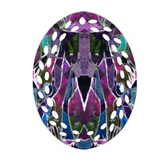 Sly Dog Modern Grunge Style Blue Pink Violet Oval Filigree Ornament (2-side)  by EDDArt