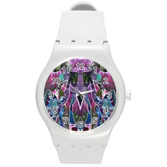 Sly Dog Modern Grunge Style Blue Pink Violet Round Plastic Sport Watch (m) by EDDArt