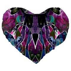 Sly Dog Modern Grunge Style Blue Pink Violet Large 19  Premium Flano Heart Shape Cushions by EDDArt